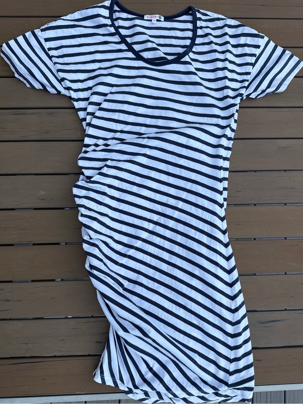 Sundry Navy & White Striped Short-Sleeve Tee Dress Size 1(small)